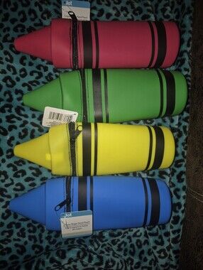 Nwt Jot Crayon-Shaped Pencil Pouches - Pink, Green, Yellow, Blue